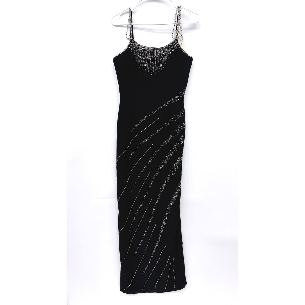 Tiffany Designs Gown Womens 8 Black Hand Beaded Maxi Evening Dress W99205/1